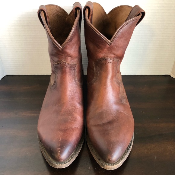 Frye Billy Leather Western Booties in Brown Cognac Size 10 - Picture 2 of 13